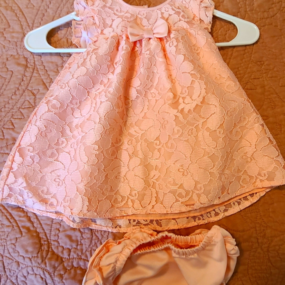Pink lace dress w/ ruffled diaper cover